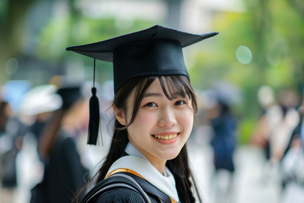 A woman in graduation costume clothing student apparel.