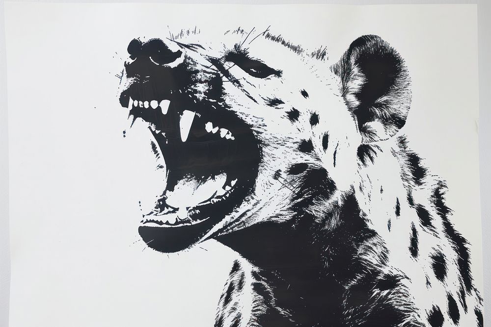 Hyena wildlife stencil person.
