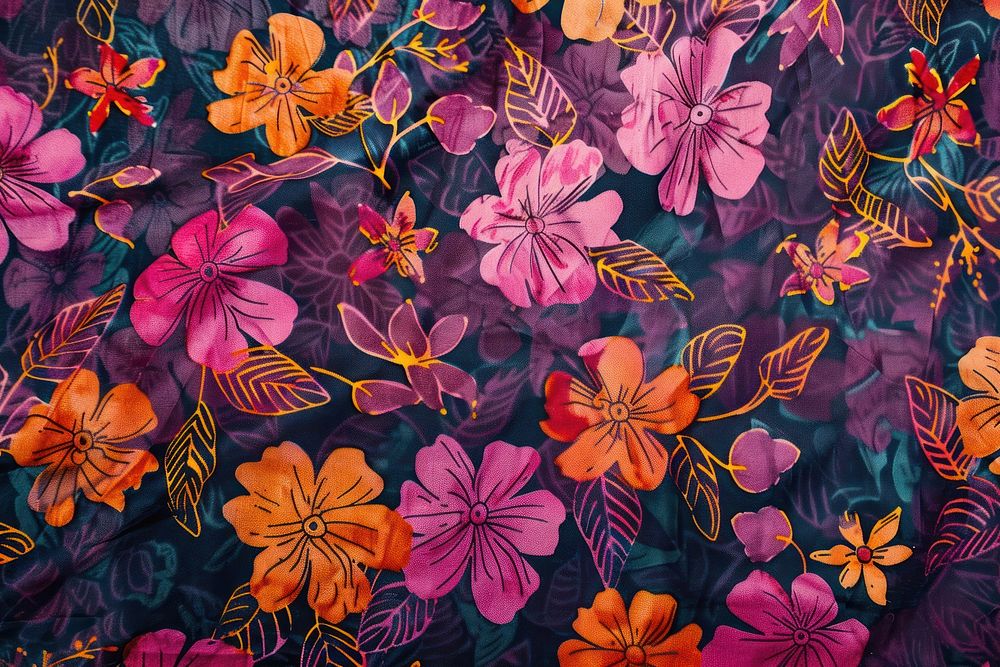 Vintage batik floral pattern geranium blossom flower.