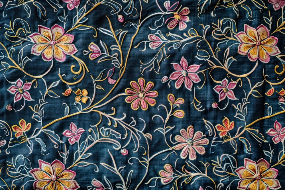 Vintage batik floral pattern embroidery graphics applique.