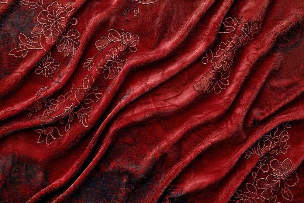 Japanese red velvet pattern clothing knitwear apparel.