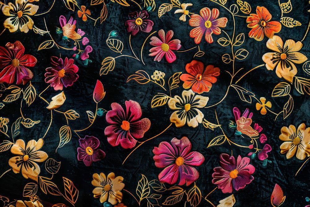 Batik flower pattern embroidery blackboard graphics.