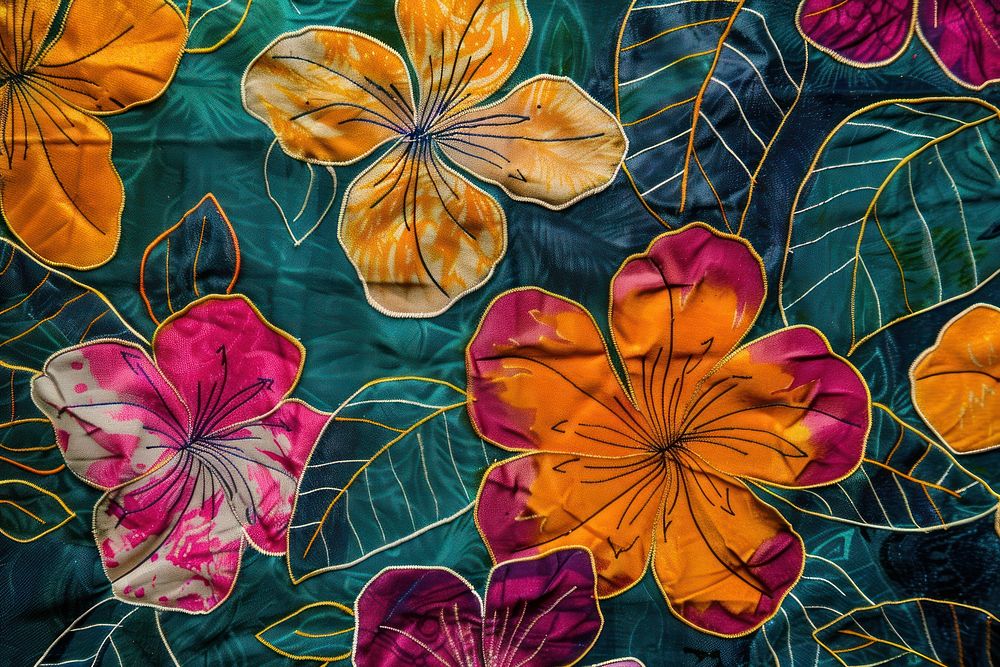 Batik flower pattern applique blossom person.