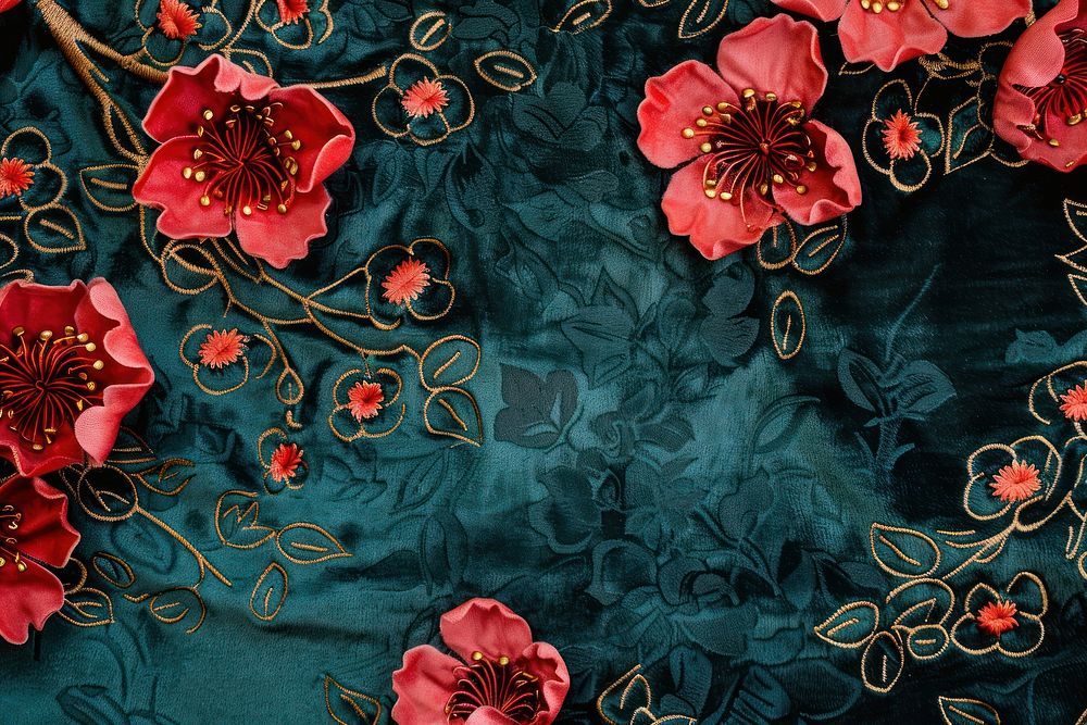 Chinese flowers embroidery graphics pattern.