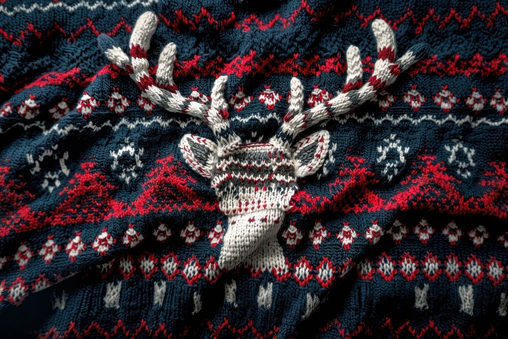 Christmas deer pattern embroidery clothing knitwear.