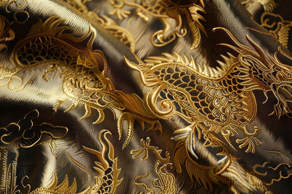 Gold dragon velvet pattern person.