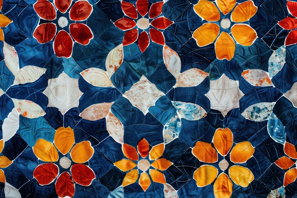 Moroccan flower pattern mosaic quilt plant.