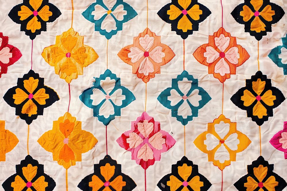 Moroccan pattern applique quilt.