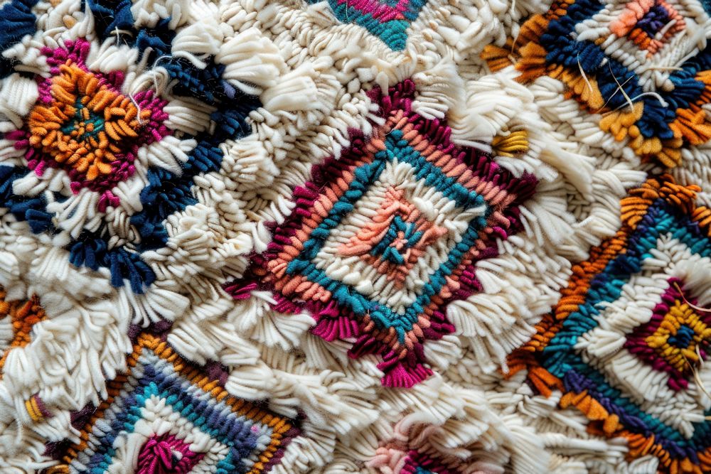 Moroccan rug pattern embroidery applique stitch.