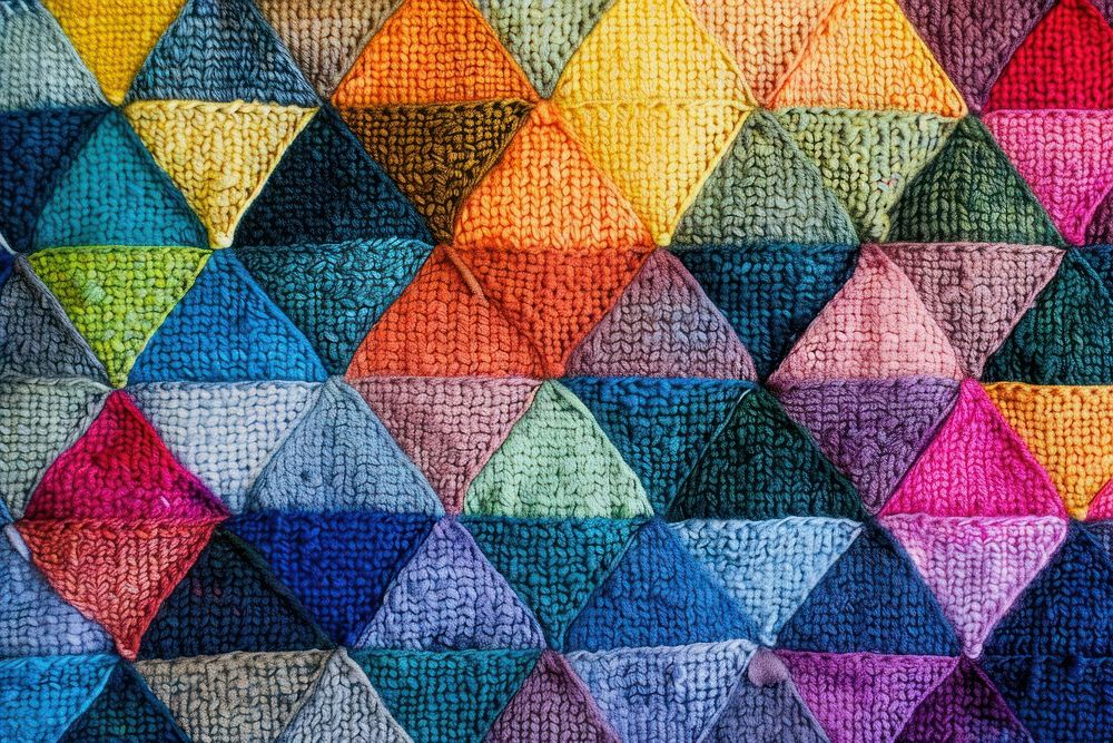 Rainbow traingle pattern patchwork clothing knitting.