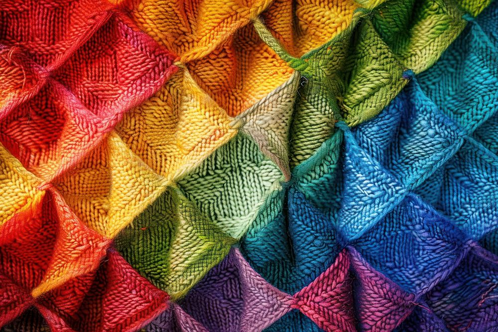 Rainbow traingle pattern clothing knitting apparel.
