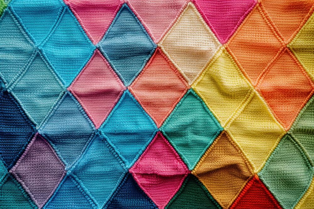 Rainbow traingle pattern patchwork clothing knitwear.