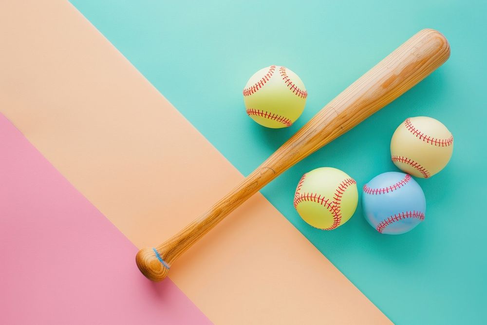 Baseball bat with balls softball sports people.