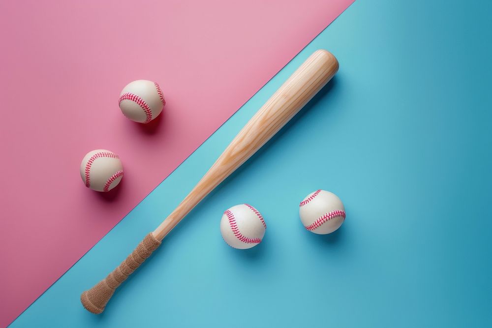 Baseball bat with balls softball sports people.