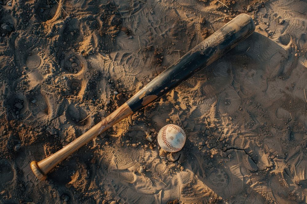 Baseball bat with glove and ball softball weaponry people.