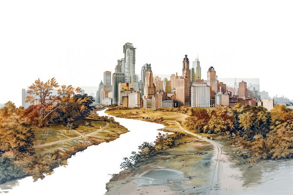 The cityscape painting nature urban.
