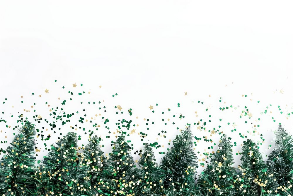 Christmas tree confetti border vegetation festival plant.
