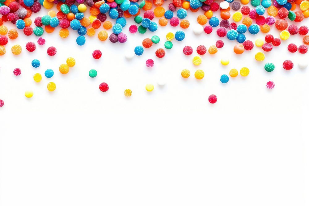 Colorful jelly confetti border confectionery sprinkles sweets.