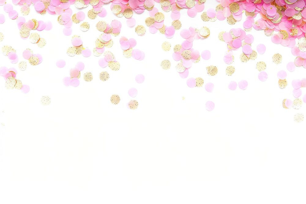 Pink gold confetti border blossom flower petal.