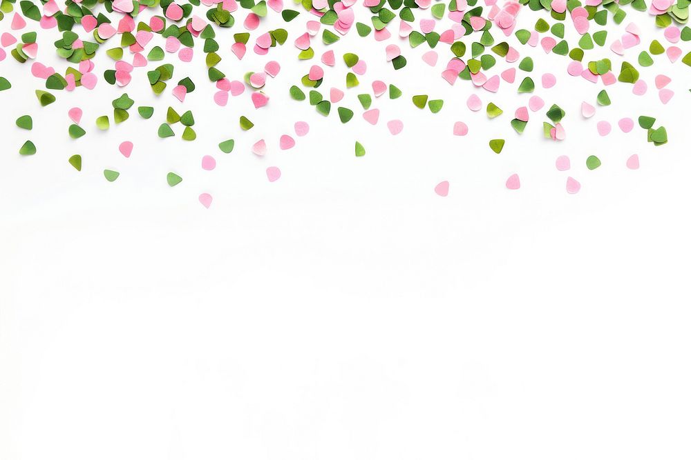 Pink green confetti border blossom flower herbal.