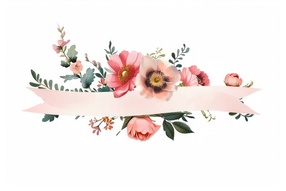 Ribbon frame flowers banner graphics clothing pattern.