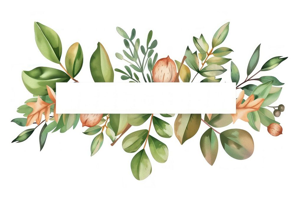 Ribbon nuts leaves banner astragalus vegetable graphics.