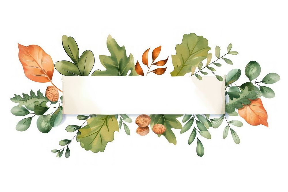 Ribbon nuts leaves banner vegetable graphics pattern.