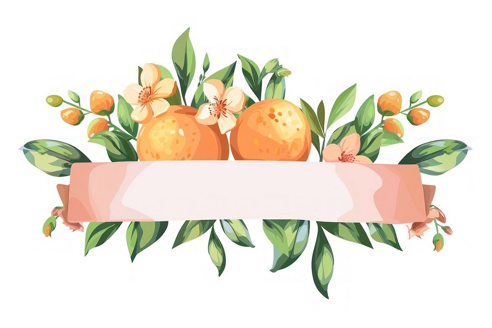 Ribbon oranges fruit banner grapefruit graphics pattern.
