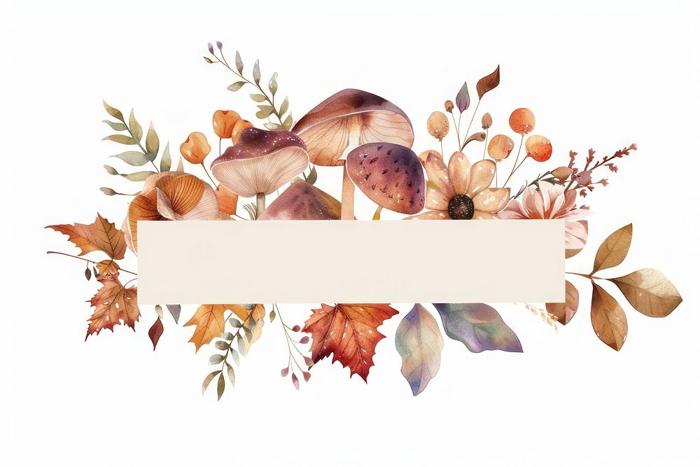 Ribbon autumn mushroom banner invertebrate graphics painting.