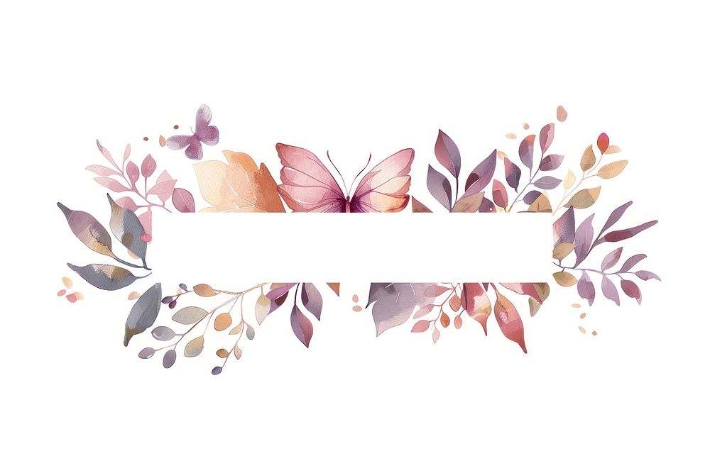 Ribbon butterfly leaves banner graphics pattern blossom.