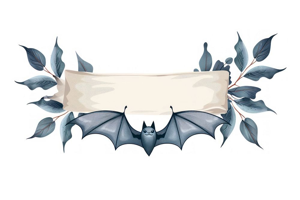 Ribbon bat halloween banner wildlife animal mammal.