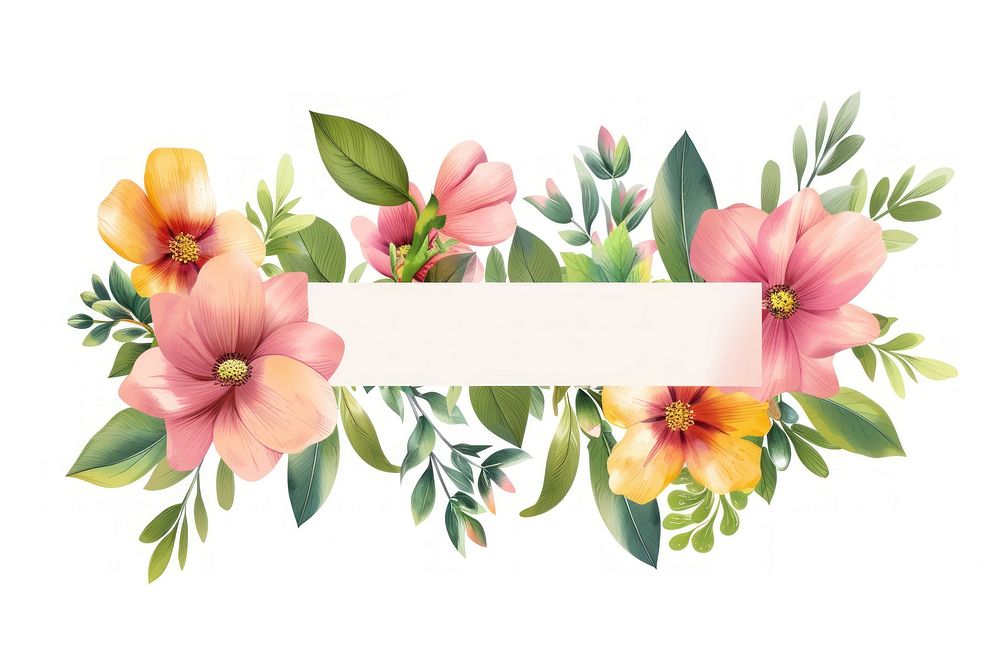 Ribbon summer flowers banner graphics hibiscus pattern.