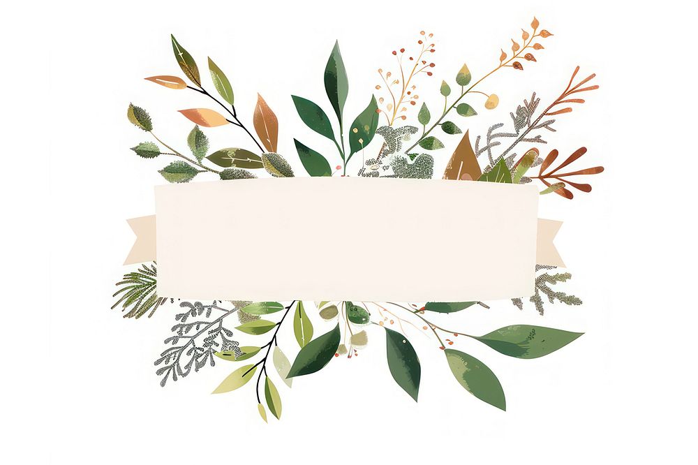 Ribbon with botanicals astragalus graphics pattern.