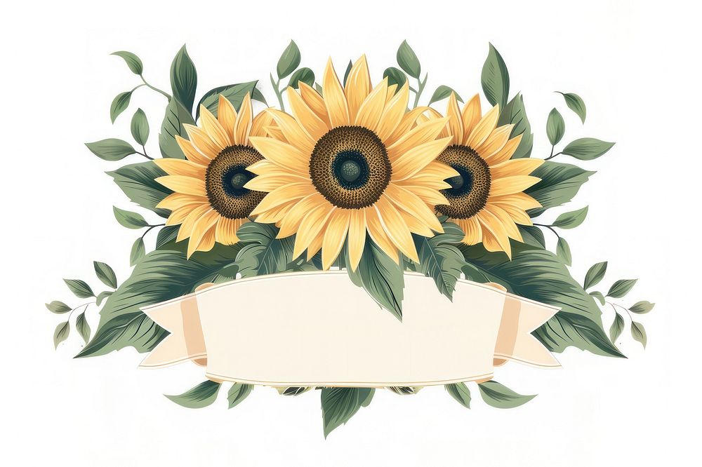 Ribbon with sunflower leaves asteraceae blossom pottery.