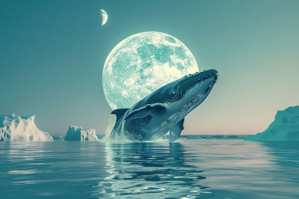 A blue whale moon ice astronomy.