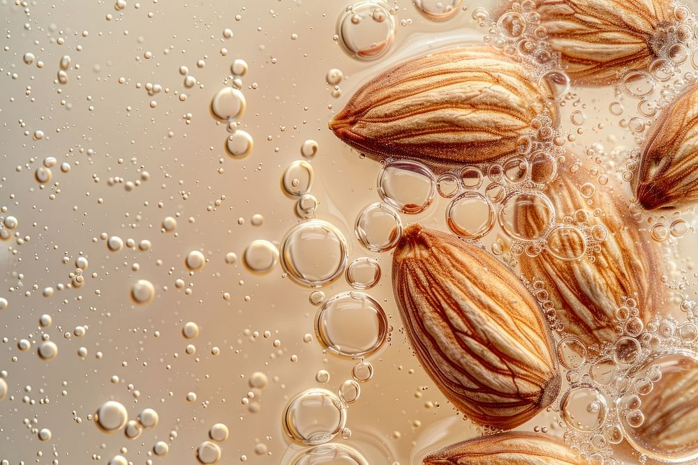 Almonds oil bubble produce cooking grain.