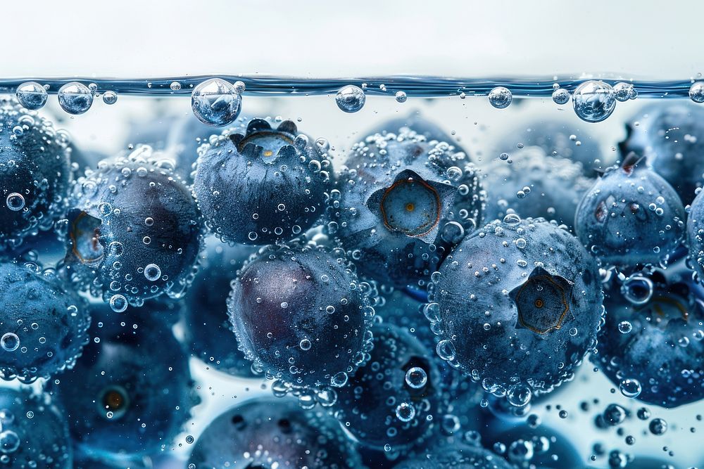Blueberries oil bubble blueberry produce jacuzzi.