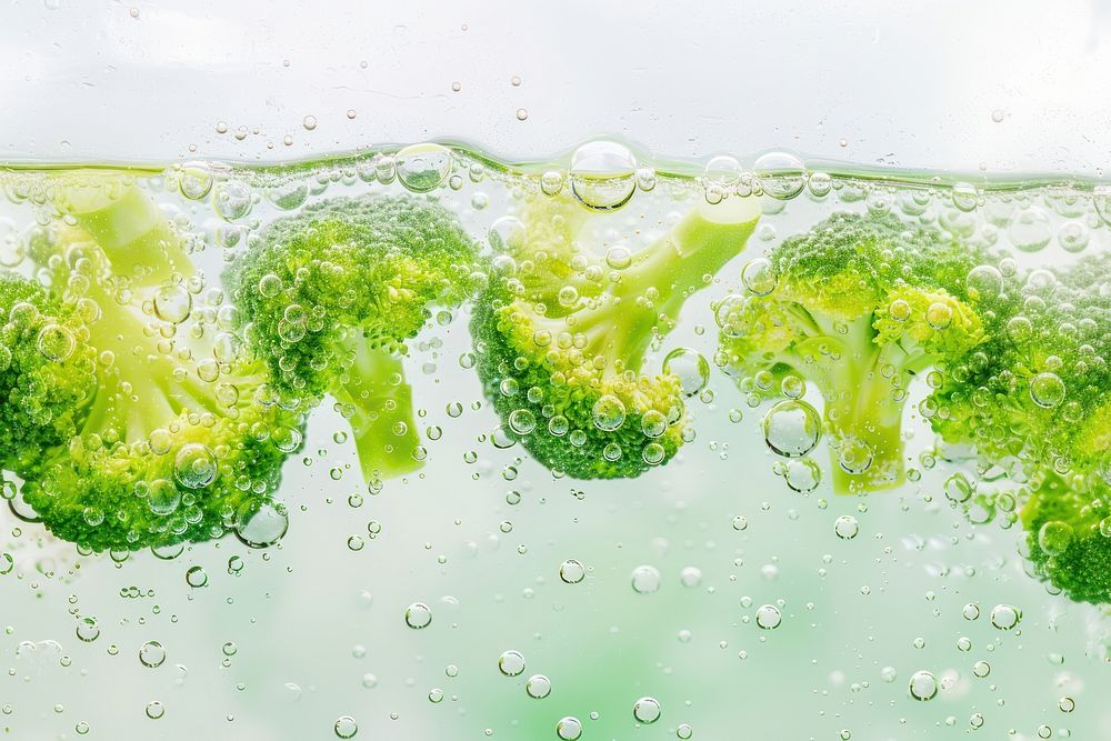 Broccoli vegetable oil bubble produce plant food.