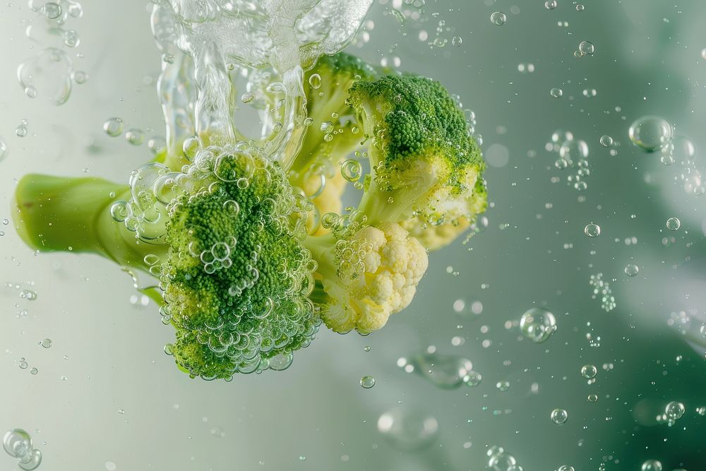 Broccoli vegetable oil bubble chandelier produce plant.
