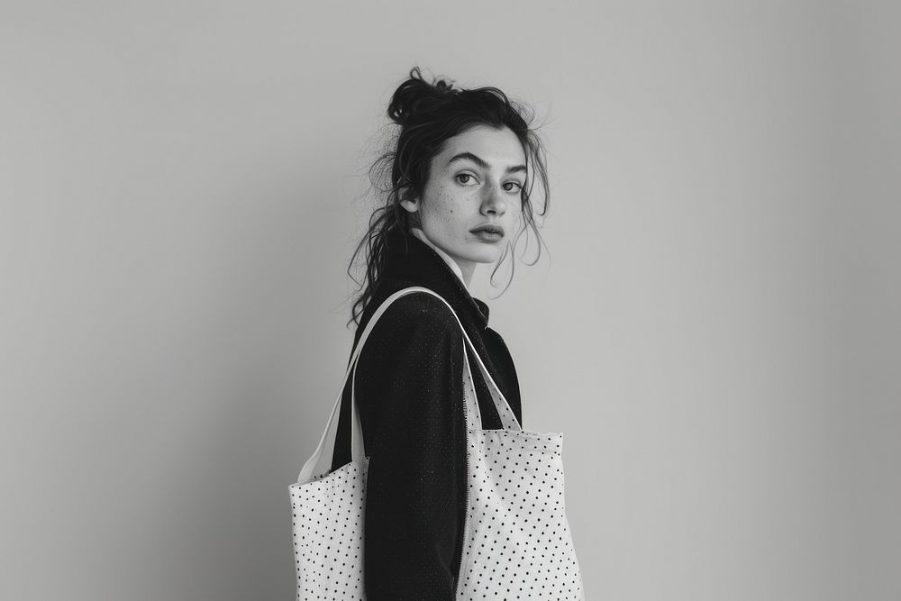 Woman with a tote bag photo photography accessories.