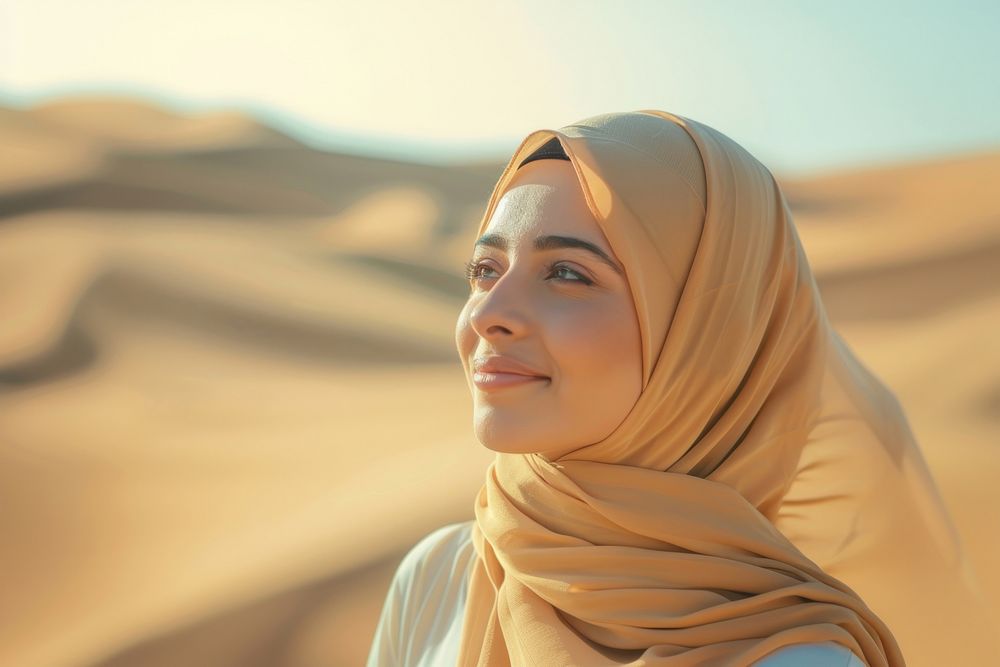 Middle East joyful woman desert photo photography.