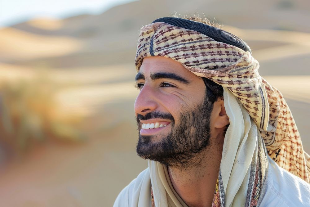 Middle East joyful man clothing dimples apparel.
