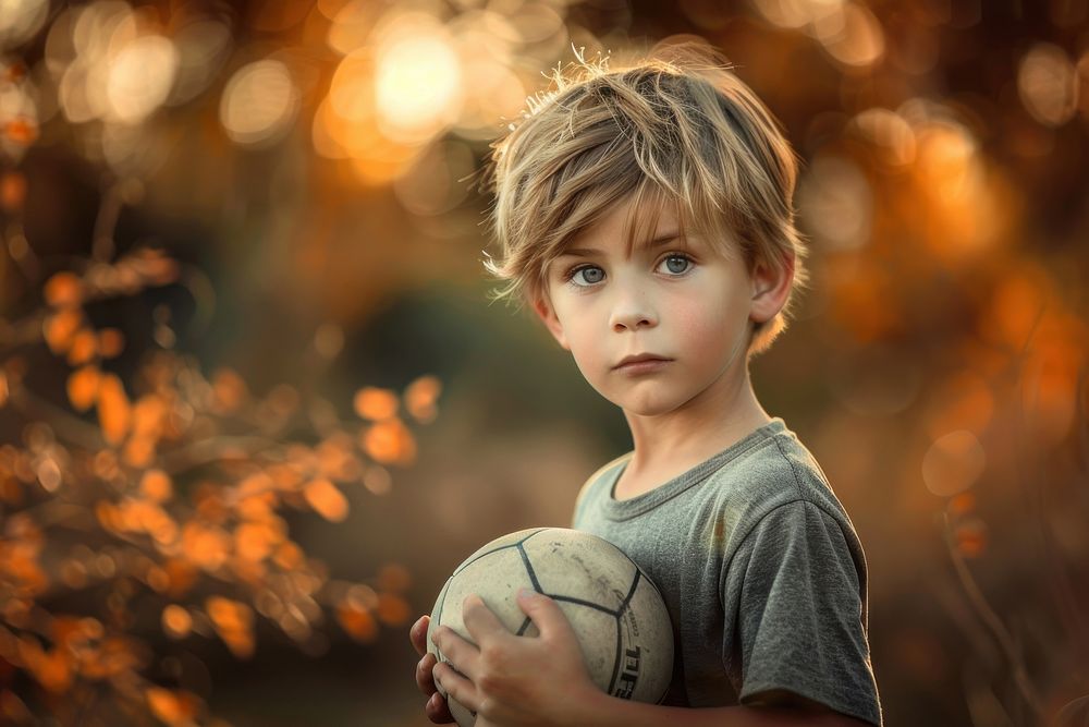 A boy holding ball photo photography portrait.