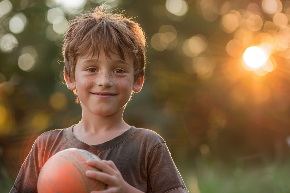 A boy holding ball photo photography football.