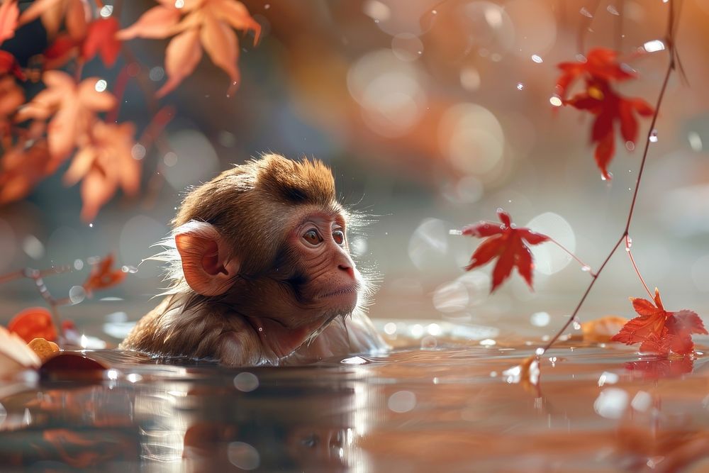 Brown monkey in onzen photo photography wildlife.