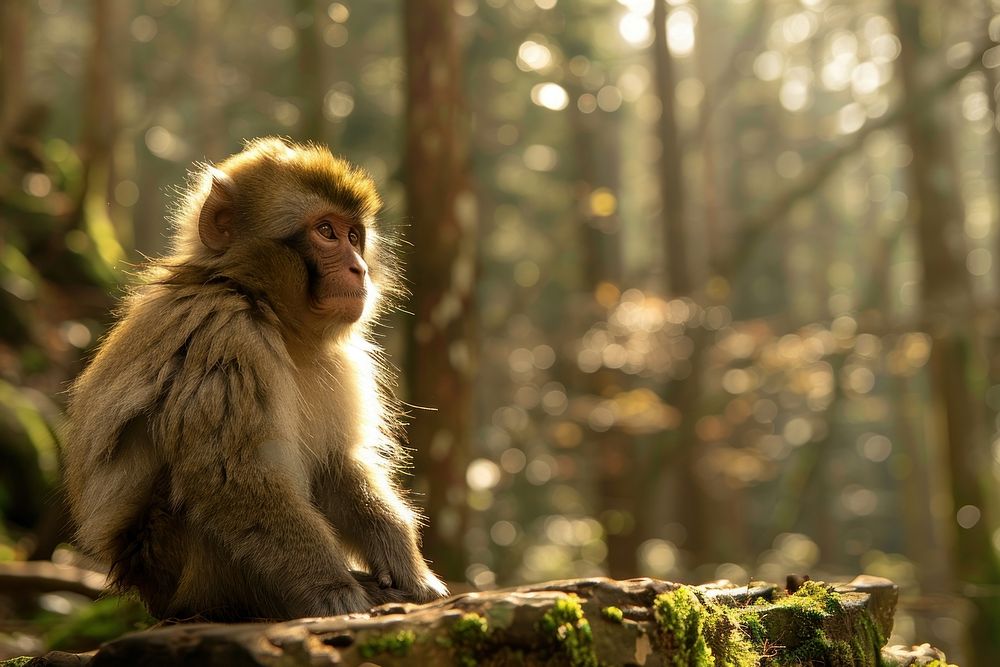 Brown monkey in onzen vegetation wildlife animal.