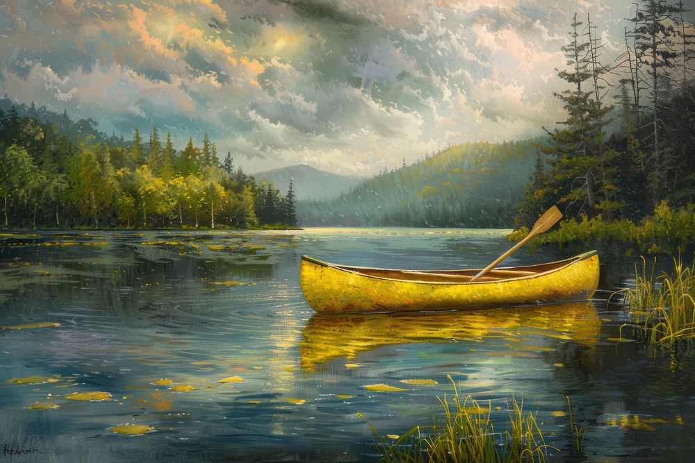 Canoe in twin lake canoe transportation recreation.