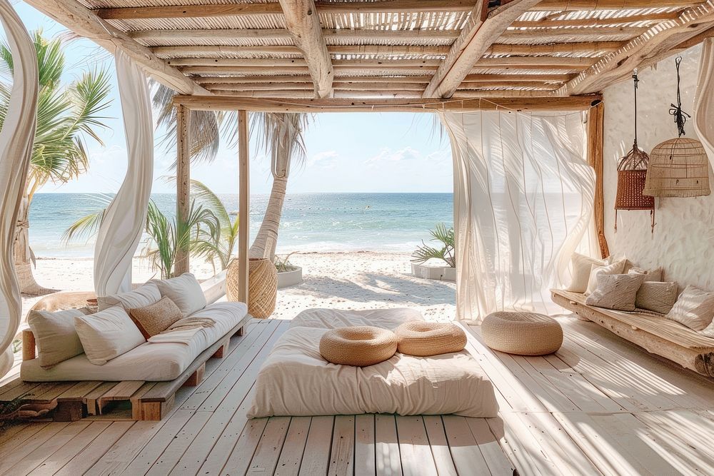 Cute home on the beach furniture outdoors nature.