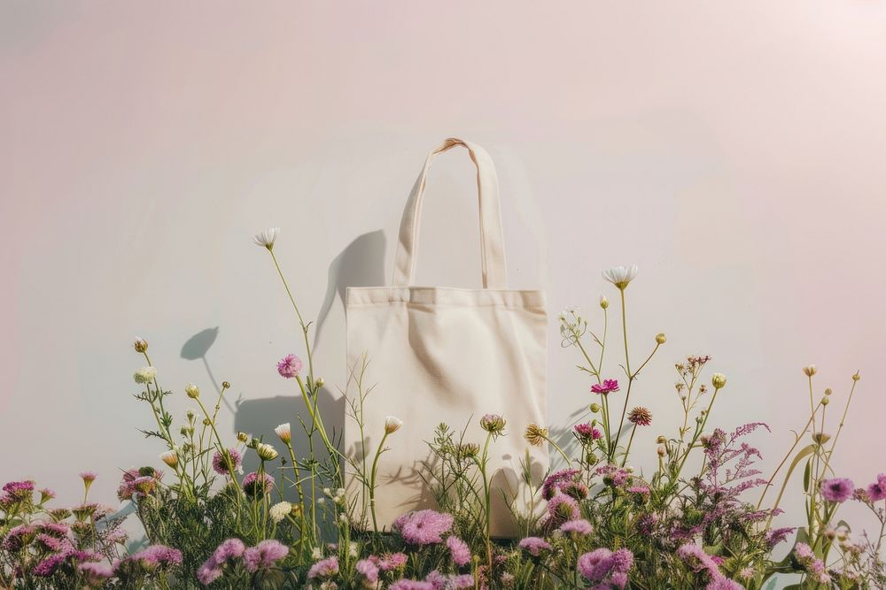 Minimal floral tote bag mockup accessories accessory handbag.