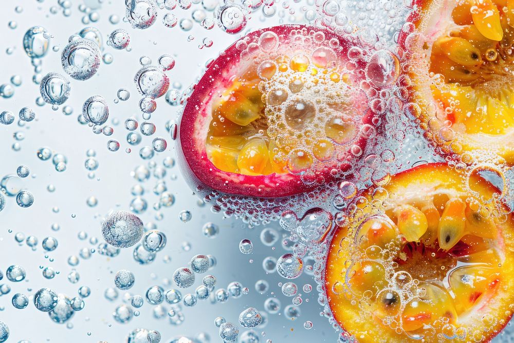 Passion fruits oil bubble produce plant food.